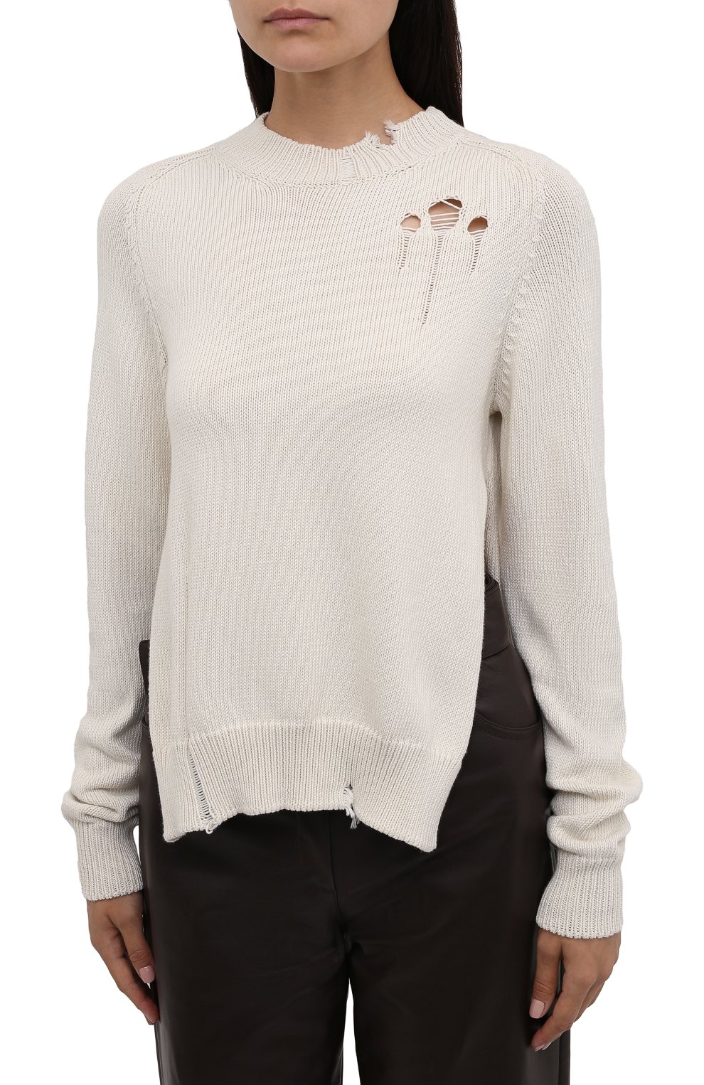 Хлопковый свитер MAISON MARGIELA кремового цвета по цене 54650 руб., арт. S51GP0218/S17663, фото 3 Хлопковый свитер MAISON MARGIELA, арт. S51GP0218/S17663, фото 3
