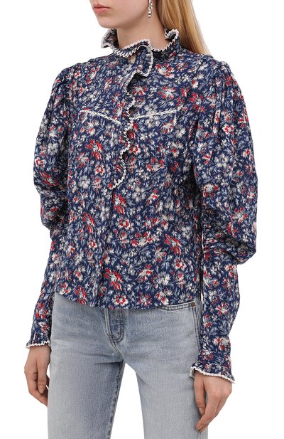 Хлопковая блузка ISABEL MARANT ETOILE темно-синего цвета по цене 39950 руб., арт. HT2123-21A024E/DARYA, фото 3 Хлопковая блузка ISABEL MARANT ETOILE, арт. HT2123-21A024E/DARYA, фото 3