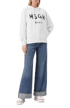 Женский хлопковое худи MSGM белого цвета, арт. 2000MDM515/300000 | Фото 2 (Материал сплава: Проставлено; Драгоценные камни: Проставлено; Рукава: Длинные; Длина (для топов): Стандартные; Стили: Кэжуэл; Женское Кросс-КТ: Худи-одежда; Материал внешний: Хлопок)