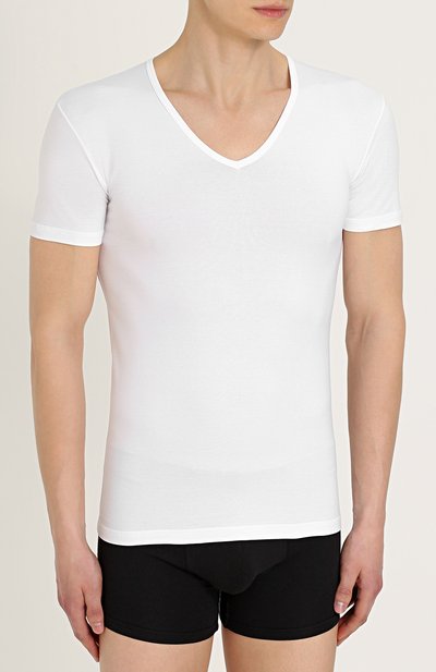 Хлопковая футболка с v-образным вырезом PEROFIL, арт. 24149, фото 3