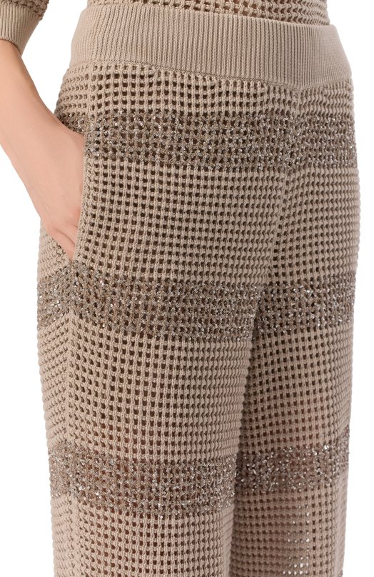 Хлопковые брюки Brunello Cucinelli M58772889 Бежевый  M58772889 Фото 5