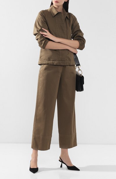 Хлопковые брюки DRIES VAN NOTEN хаки цвета по цене 31950 руб., арт. 192-30912-8288, фото 2 Хлопковые брюки DRIES VAN NOTEN, арт. 192-30912-8288, фото 2