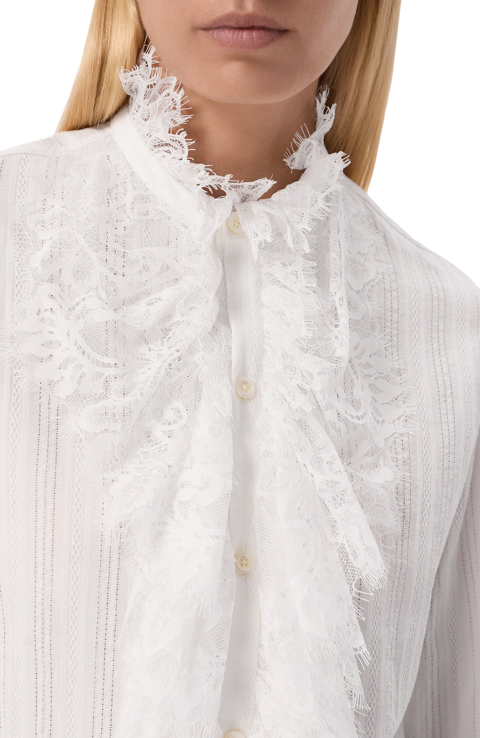 Хлопковая блузка ANN DEMEULEMEESTER белого цвета по цене 98850 руб., арт. B0014538/FA752, фото 5 Хлопковая блузка ANN DEMEULEMEESTER, арт. B0014538/FA752, фото 5