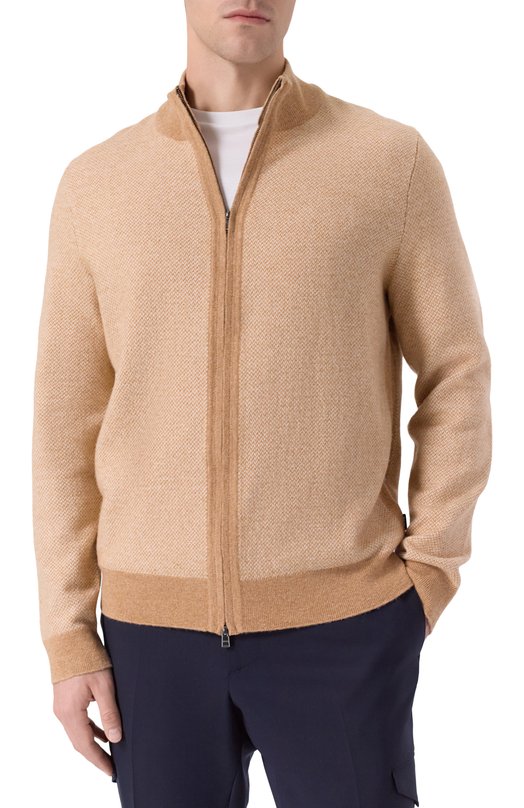 Кардиган из шерсти и хлопка BOSS 50549950 Бежевый  50549950 Фото 3