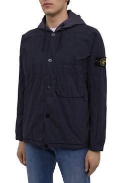 Мужская утепленная куртка STONE ISLAND темно-синего цвета, арт. 751510403 | Фото 3 (Кросс-КТ: Куртка; Рукава: Длинные; Материал внешний: Синтетический материал; Мужское Кросс-КТ: утепленные куртки; Материал сплава: Проставлено; Материал подклада: Синтетический материал; Драгоценные камни: Проставлено; Длина (верхняя одежда): Короткие; Стили: Кэжуэл)