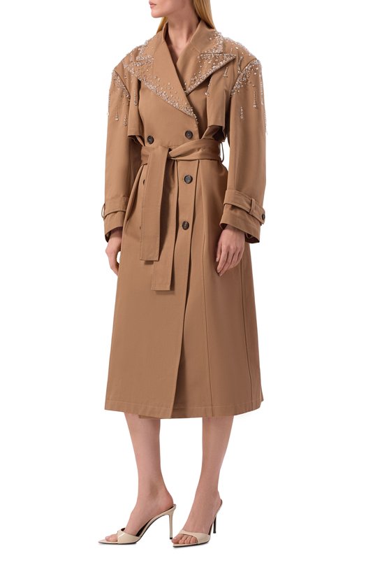 Хлопковый тренч Giuseppe di Morabito 06PSC0031R 16310 Бежевый  06PSC0031R 16310 Фото 3