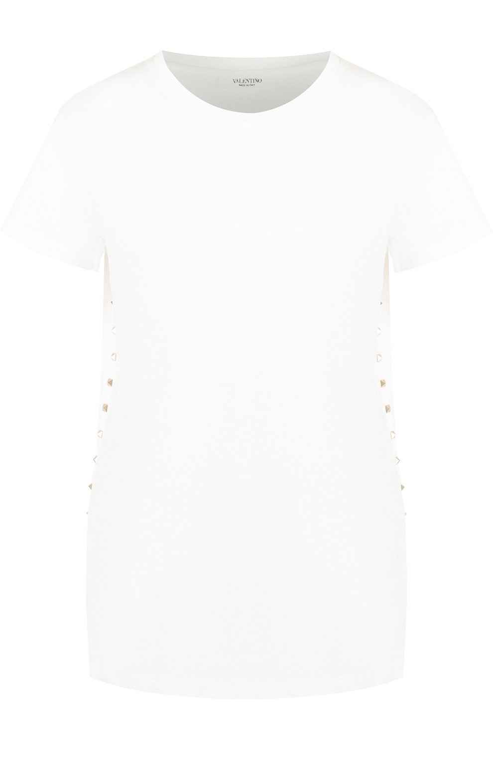 Хлопковая футболка с круглым вырезом и декоративной отделкой VALENTINO, арт. QB3MG02Z48U, фото 1
