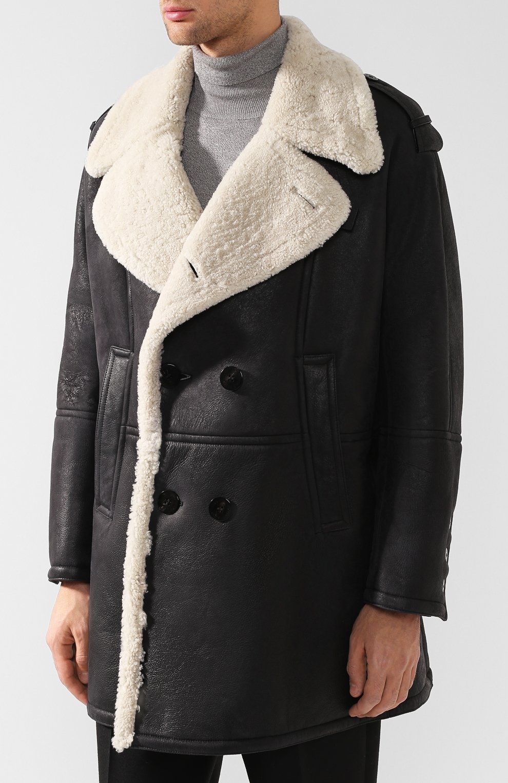 Двубортная дубленка на пуговицах с отложным воротником NEIL BARRETT, арт. BPE562/H708, фото 3