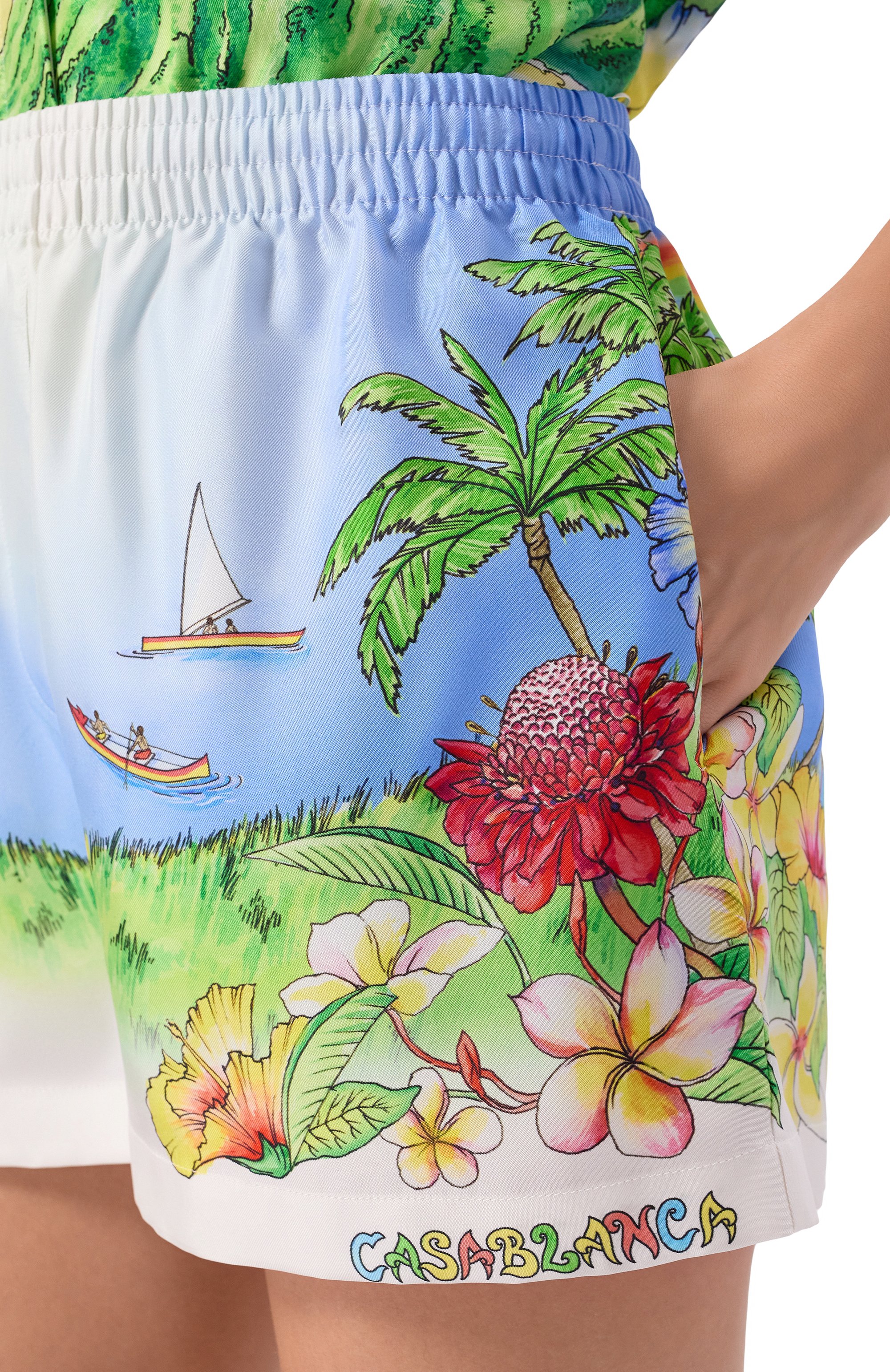 Шелковые шорты CASABLANCA, арт. W-SP26-TR-404-07-EX-BC, фото 5