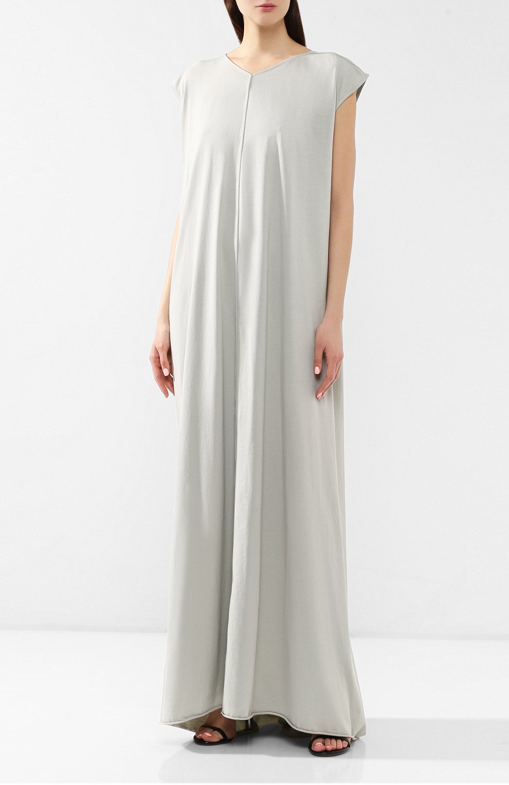 Хлопковое платье-макси RICK OWENS светло-серого цвета по цене 33200 руб., арт. R019S6550/RN, фото 3 Хлопковое платье-макси RICK OWENS, арт. R019S6550/RN, фото 3