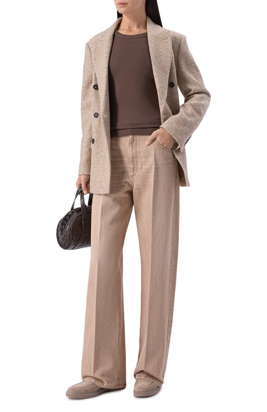 Хлопковая майка Brunello Cucinelli M0TC8FX230 Коричневый  M0TC8FX230 Фото 2