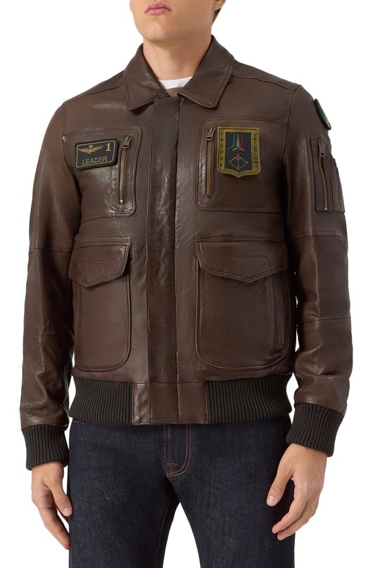 Кожаный бомбер Aeronautica Militare PN0846U100839 Коричневый  PN0846U100839 Фото 3