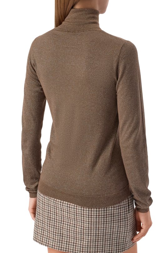 Водолазка из кашемира и шелка Brunello Cucinelli M41800063P Коричневый  M41800063P Фото 4