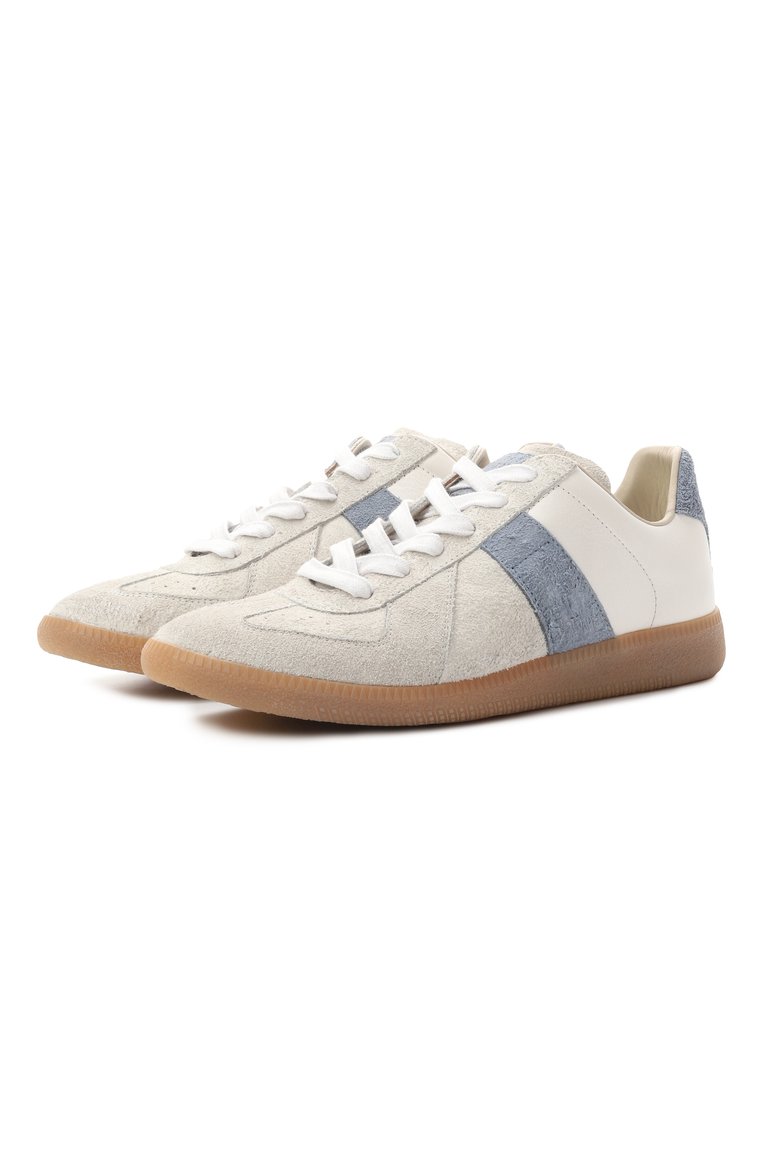 Женские кожаные кеды replica MAISON MARGIELA кремового цвета, арт. S58WS0266/P8224 | Фото 1 (Материал внешний: Натуральная кожа; Подошва: Платформа; Материал внутренний: Текстиль; Стили: Кэжуэл; Кросс-КТ: Низкие; Материал утеплителя: Без утеплителя)