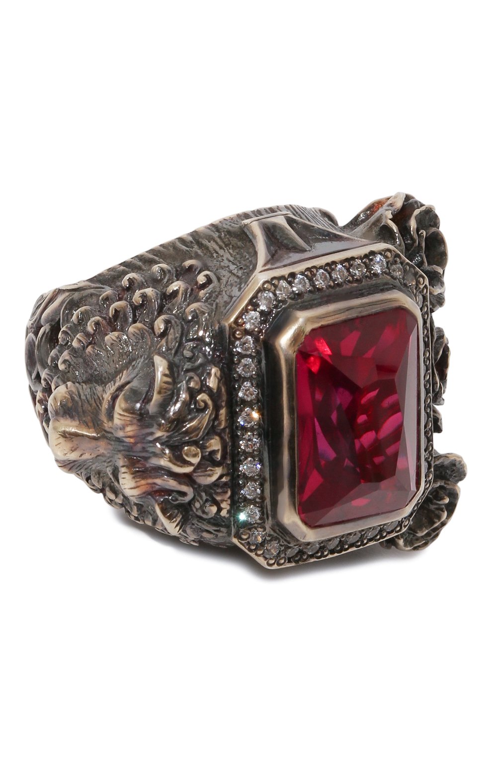 Кольцо lion&roses QUEENSBEE бордового цвета по цене 81400 руб., арт. 102057, фото 1 Кольцо lion&roses QUEENSBEE, арт. 102057, фото 1