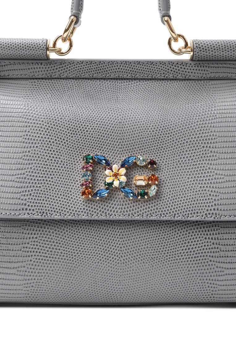 Женская сумка sicily medium DOLCE & GABBANA серого цвета, арт. BB6002/AI742 | Фото 3 (Материал: Натуральная кожа; Размер: medium; Ремень/цепочка: На ремешке)