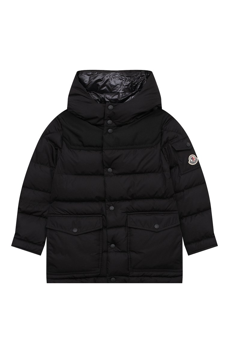 Мужского пуховая куртка junzo MONCLER черного цвета, арт. H1-954-1A000-97-539ZD/8-10A | Фото 1 (Материал подклада: Синтетический материал; Материал внешний: Синтетический материал; Материал утеплителя: Пух и перо; Мальчики Кросс-КТ: Пуховик-верхняя одежда; Кросс-КТ: Зима; Нос: Не проставлено; Региональные ограничения белый список (Axapta Mercury): Не проставлено)