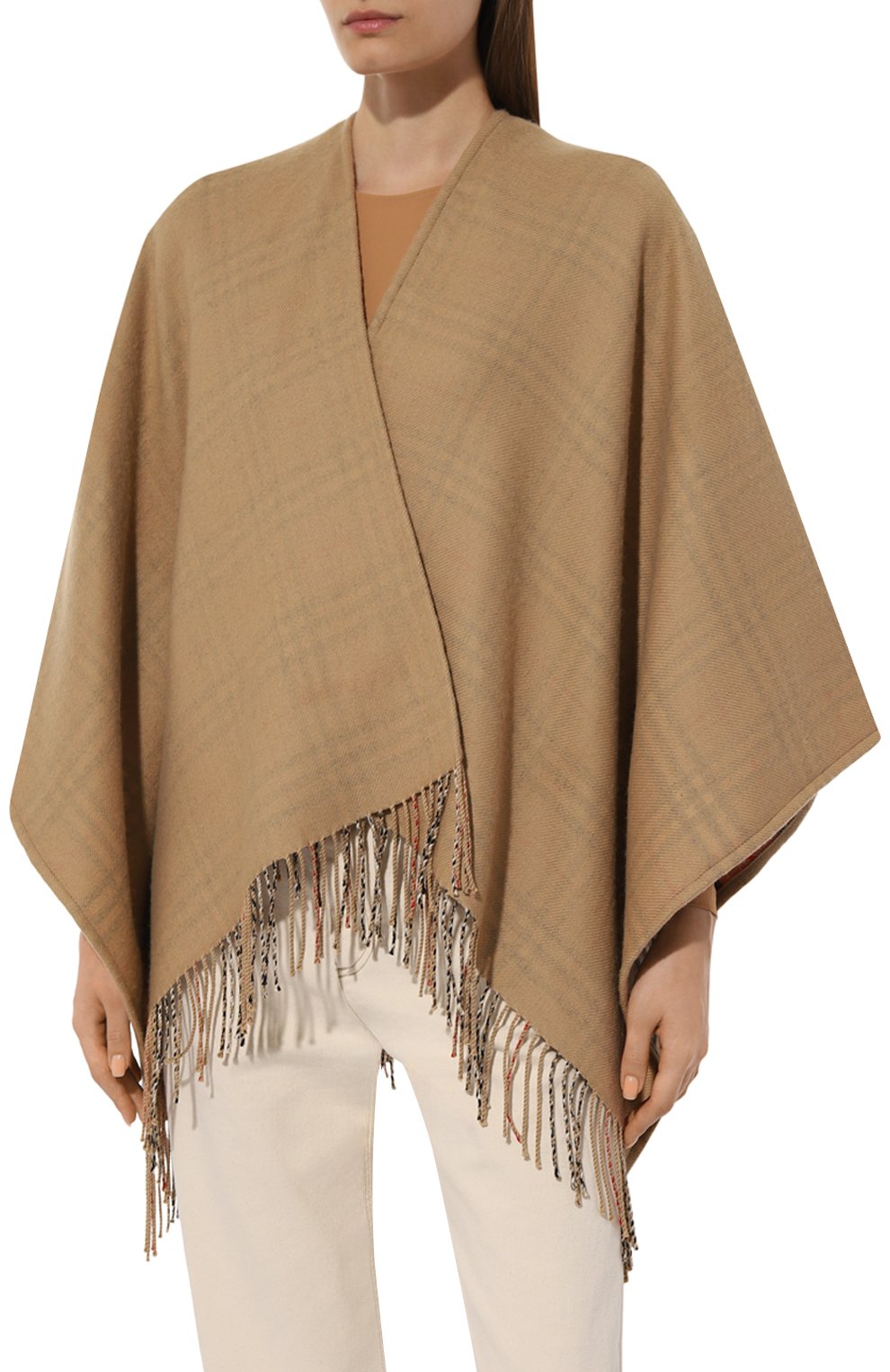Шерстяное пончо BURBERRY бежевого цвета по цене 137000 руб., арт. 8071673, фото 3 Шерстяное пончо BURBERRY, арт. 8071673, фото 3