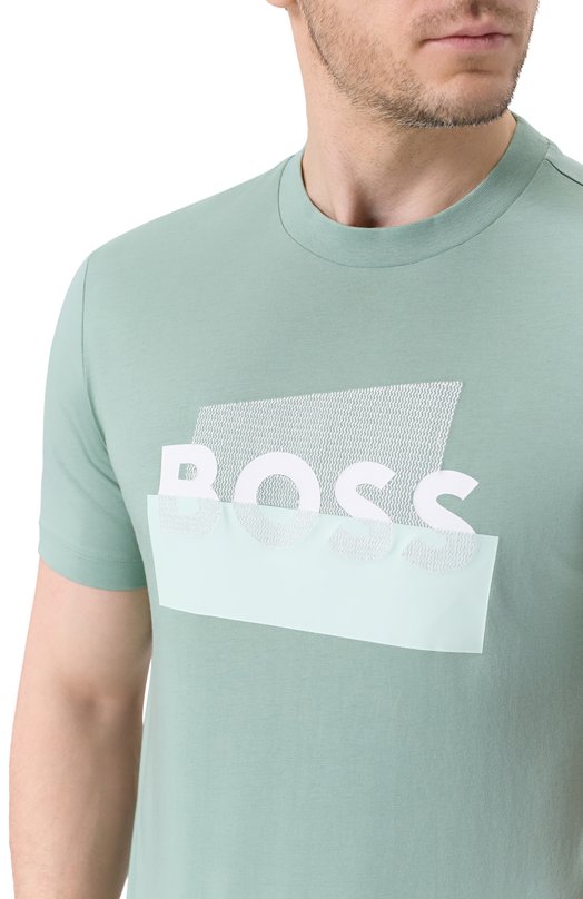 Хлопковая футболка BOSS 50555799 Зелёный  50555799 Фото 5