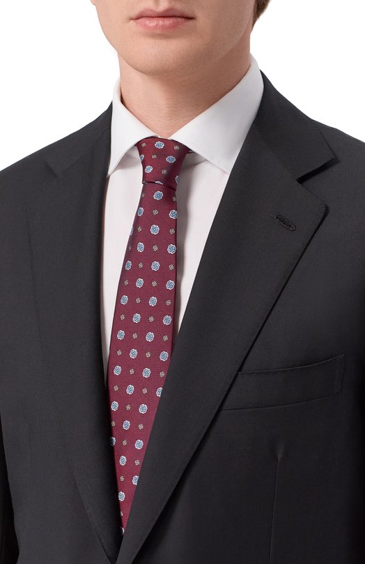 Шелковый галстук Canali 18/HJ04569 Бордовый  18/HJ04569 Фото 2