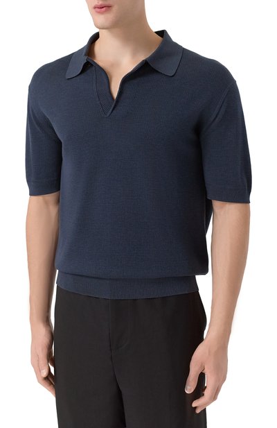 Поло из шелка и хлопка TOM FORD темно-синего цвета по цене 151500 руб., арт. KPS005/YMS013F23, фото 3 Поло из шелка и хлопка TOM FORD, арт. KPS005/YMS013F23, фото 3