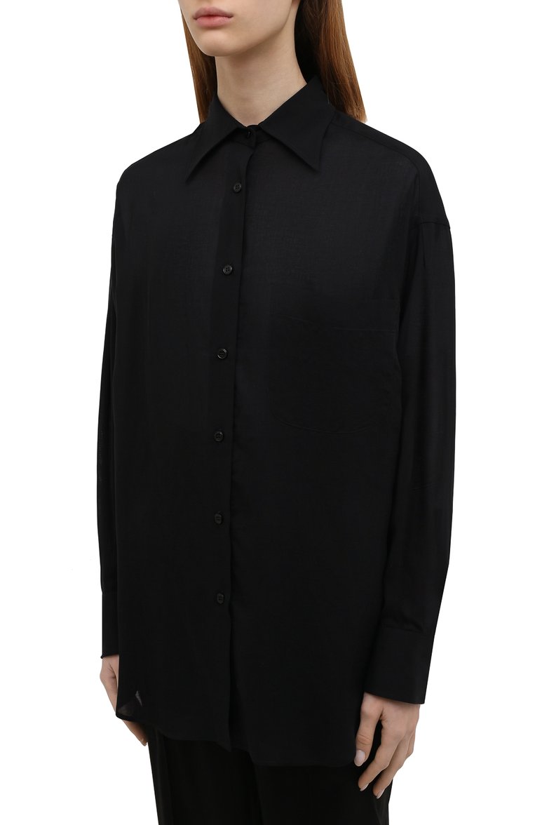 Женская рубашка TOM FORD черного цвета, арт. CA3189-FAX907 | Фото 3 (Длина (для топов): Удлиненные; Рукава: Длинные; Стили: Гламурный; Принт: Без принта; Женское Кросс-КТ: Рубашка-одежда; Материал внешний: Хлопок)