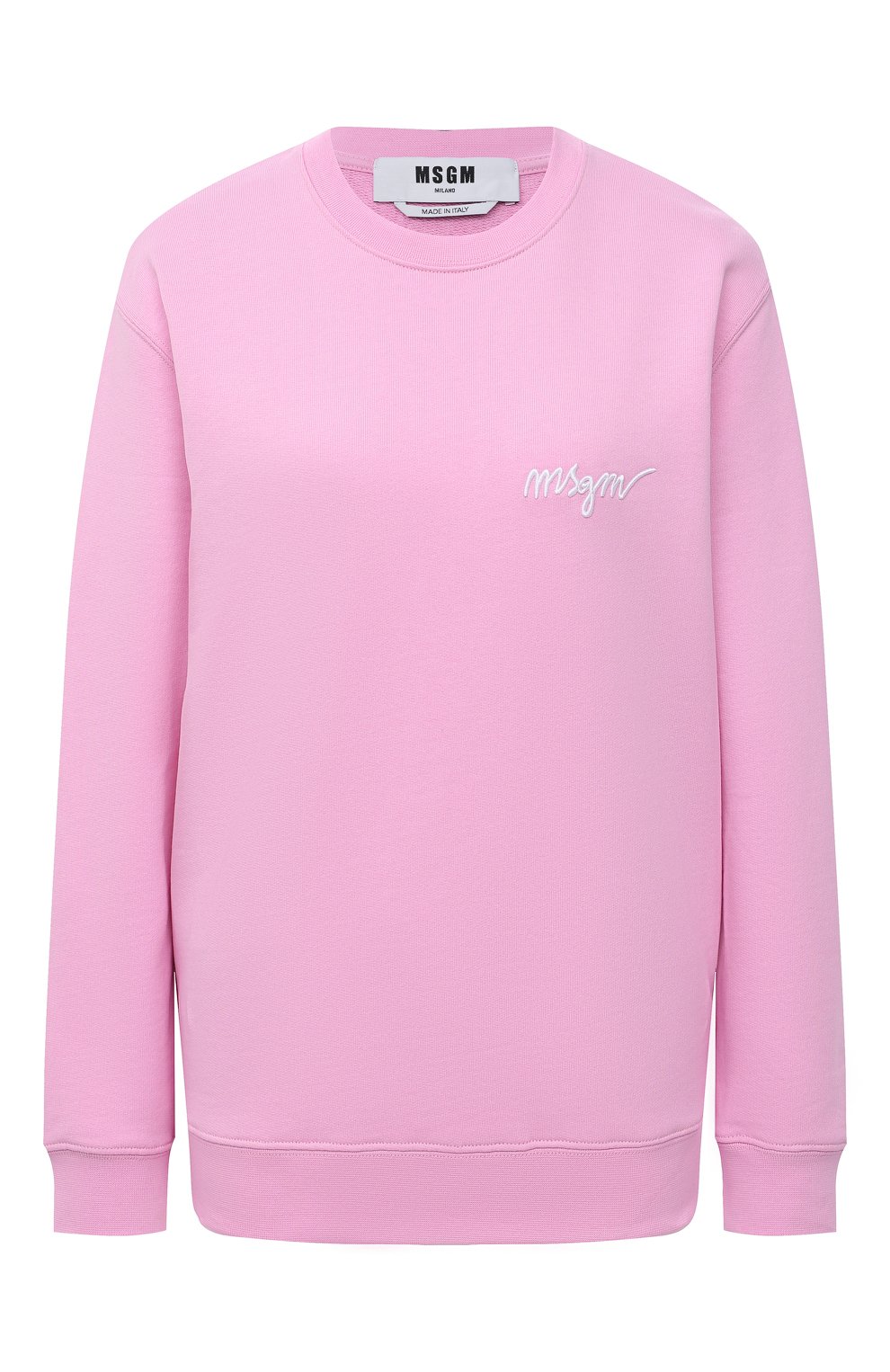 Хлопковый свитшот MSGM светло-розового цвета по цене 18350 руб., арт. 3041MDM107 217299, фото 1 Хлопковый свитшот MSGM, арт. 3041MDM107 217299, фото 1