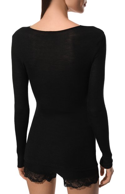 Лонгслив из шерсти и шелка HANRO черного цвета по цене 16950 руб., арт. 072994, фото 4 Лонгслив из шерсти и шелка HANRO, арт. 072994, фото 4