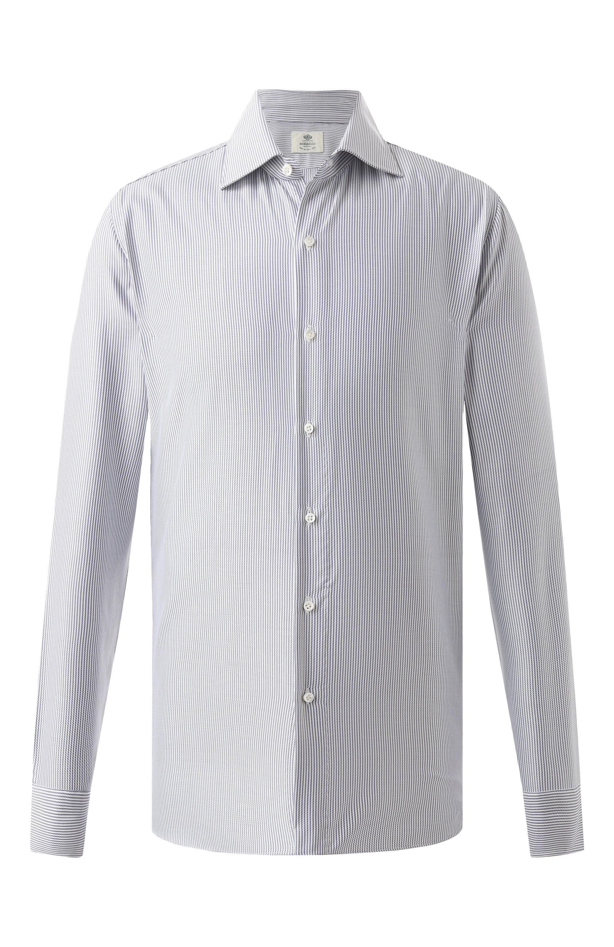 Хлопковая сорочка LUIGI BORRELLI синего цвета по цене 48200 руб., арт. PS30051/ACHILLE/ST/EV1/PC, фото 1 Хлопковая сорочка LUIGI BORRELLI, арт. PS30051/ACHILLE/ST/EV1/PC, фото 1