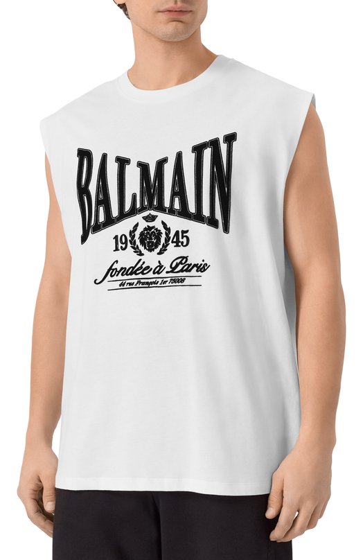 Хлопковая майка Balmain GH1ED006/GF46 Белый  GH1ED006/GF46 Фото 3
