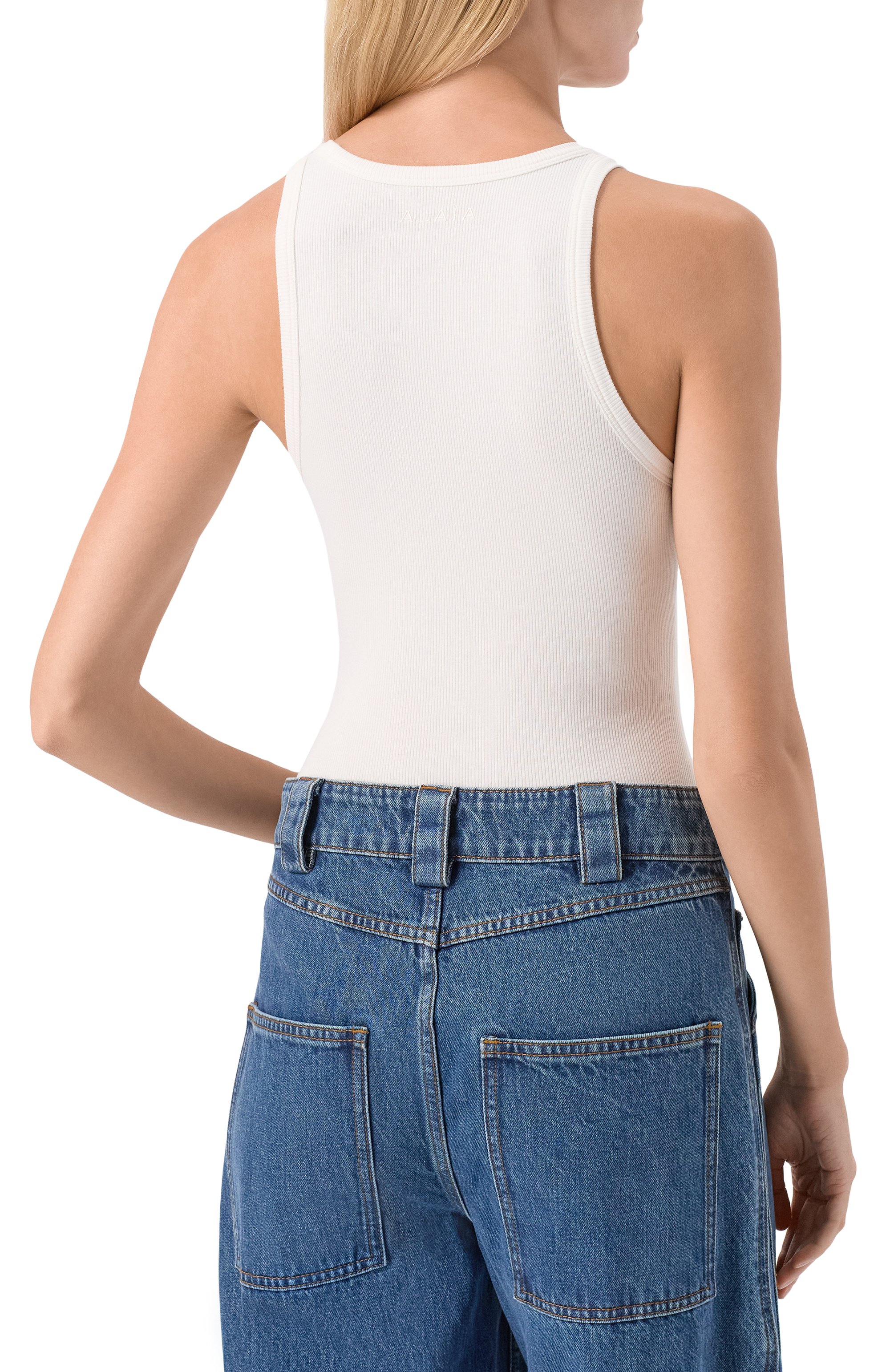 Боди из хлопка и вискозы ALAIA, арт. AA9B0382J085B, фото 4