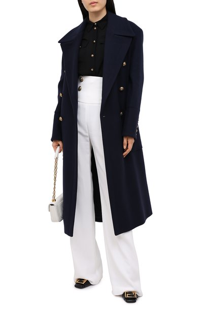 Шерстяное пальто BALMAIN темно-синего цвета по цене 238500 руб., арт. UF19578/W006, фото 2 Шерстяное пальто BALMAIN, арт. UF19578/W006, фото 2