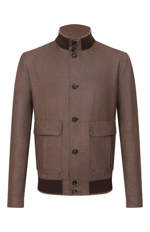 Бомбер из шерсти и льна Stefano Ricci M7J6100371/B127HA Коричневый M7J6100371/B127HA