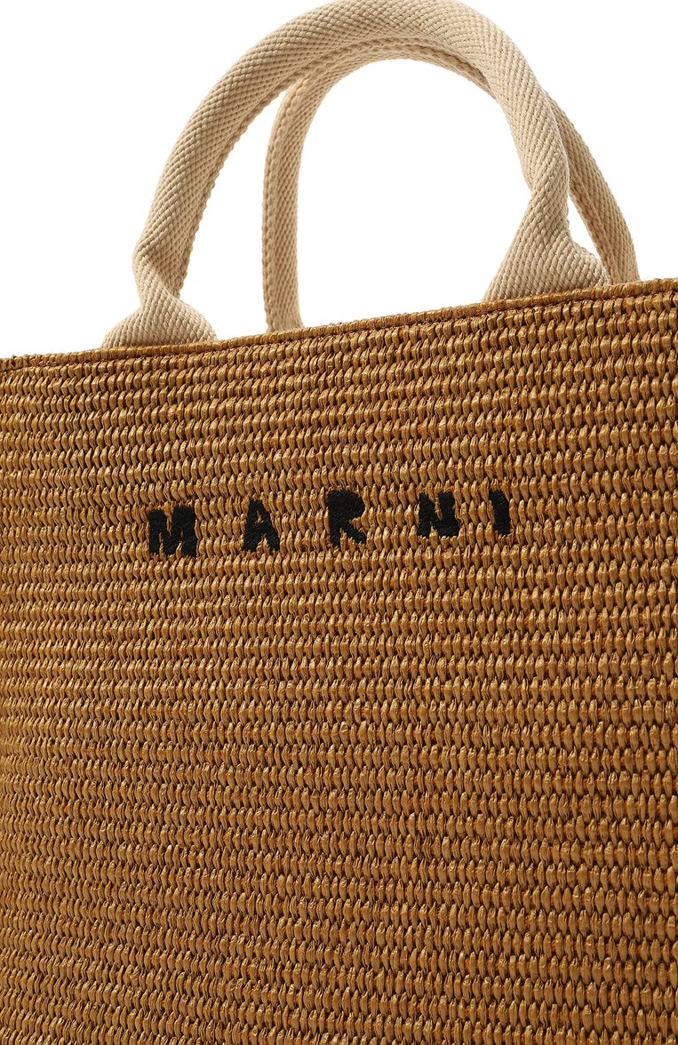 Женский сумка-тоут basket small MARNI коричневого цвета, арт. SHMP0077U0/P3860 | Фото 3 (Сумки-технические: Сумки-шопперы; Материал сплава: Проставлено; Материал: Текстиль; Драгоценные камни: Проставлено; Размер: small)