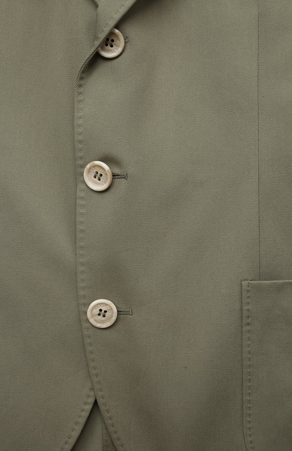 Хлопковый пиджак BRUNELLO CUCINELLI хаки цвета по цене 89950 руб., арт. BS443K726B, фото 3 Хлопковый пиджак BRUNELLO CUCINELLI, арт. BS443K726B, фото 3