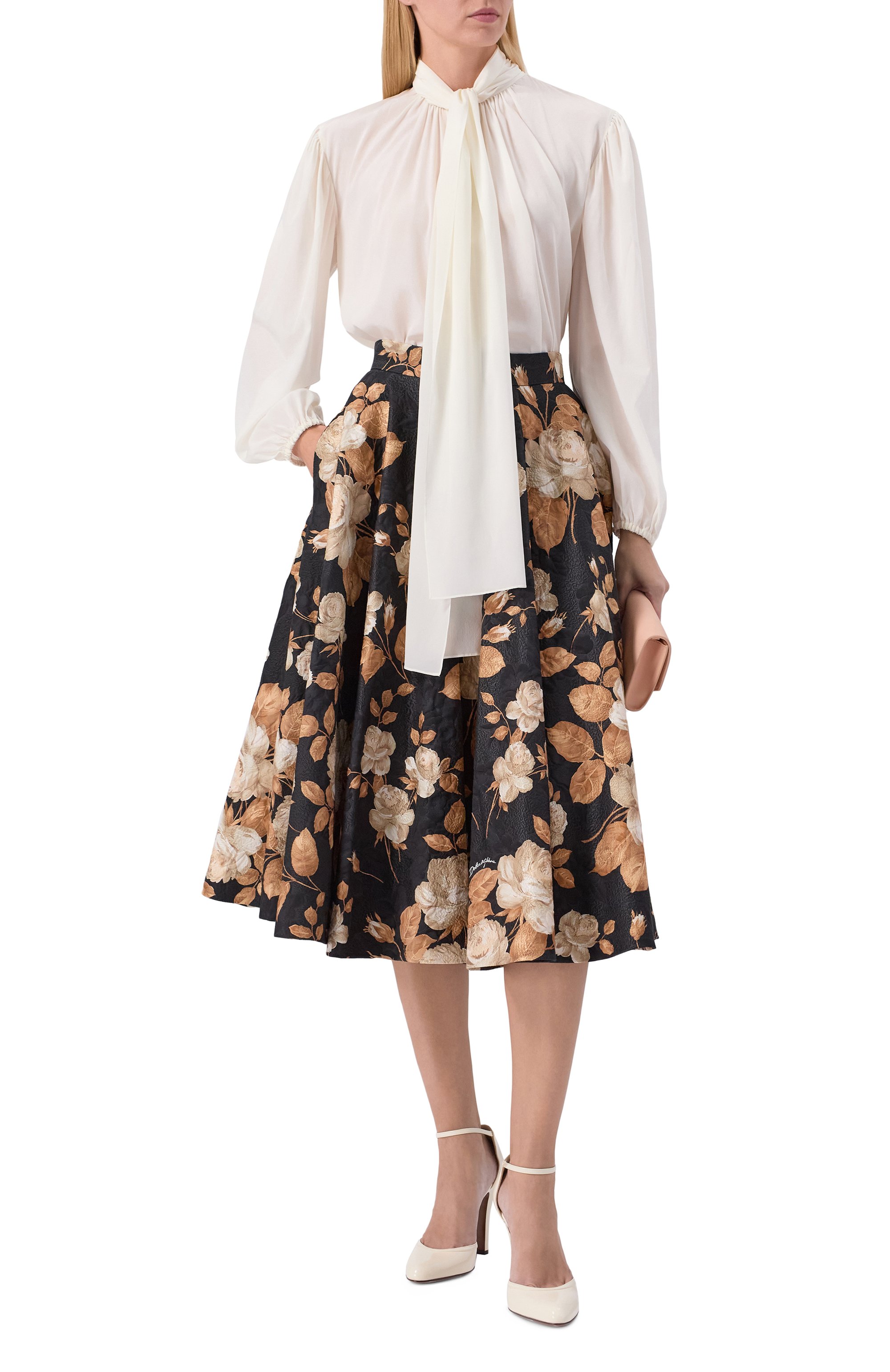 Юбка из хлопка и шелка DOLCE & GABBANA, арт. F4C6FT/FSTBR, фото 2