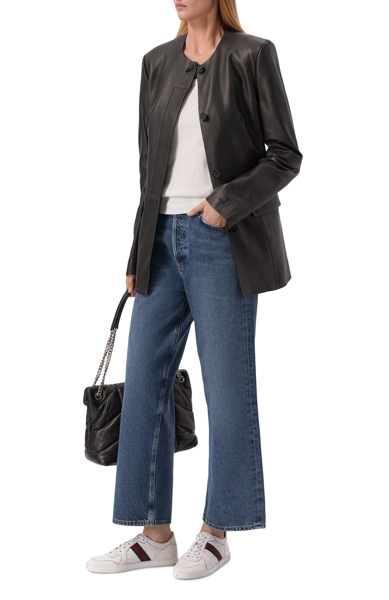 Кожане кеды stretch GUCCI молочного цвета по цене 96300 руб., арт. 865056/AAGFF, фото 3 Кожане кеды stretch GUCCI, арт. 865056/AAGFF, фото 3