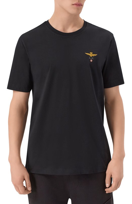 Хлопковая футболка Aeronautica Militare TS1580UJ00372 Чёрный  TS1580UJ00372 Фото 3