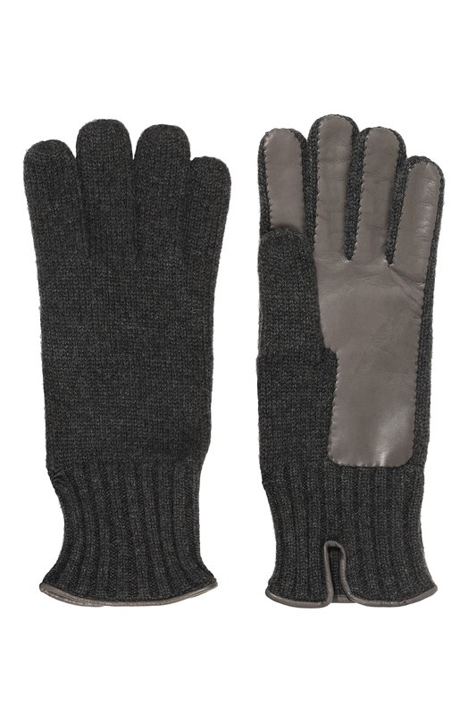 Комбинированные перчатки Il Borgo Cashmere Серый, фото 2