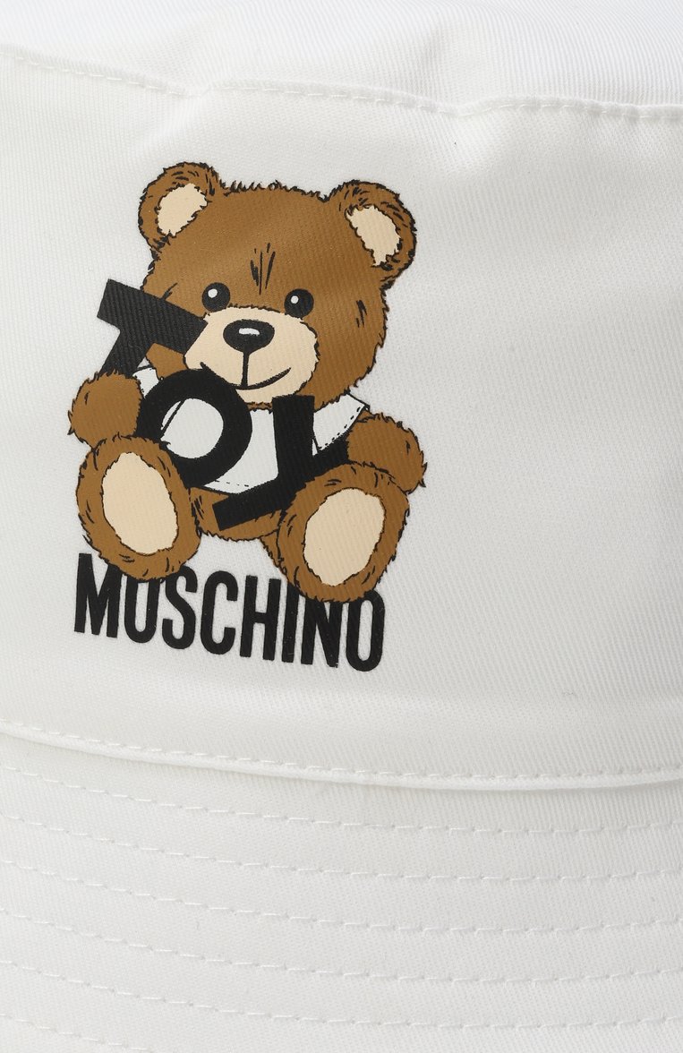 Детская хлопковая панама MOSCHINO белого цвета, арт. MMX057/LPA01 | Фото 3 (Материал: Хлопок, Текстиль; Нос: Не проставлено)