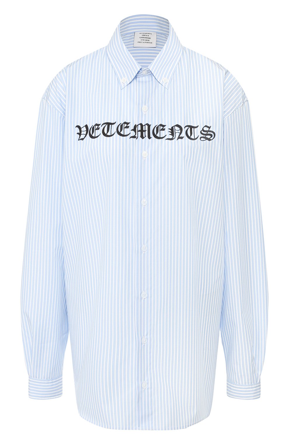 Хлопковая рубашка VETEMENTS, арт. SS20SH285 1007/W/LIGHT BLUE/WHITE, фото 1