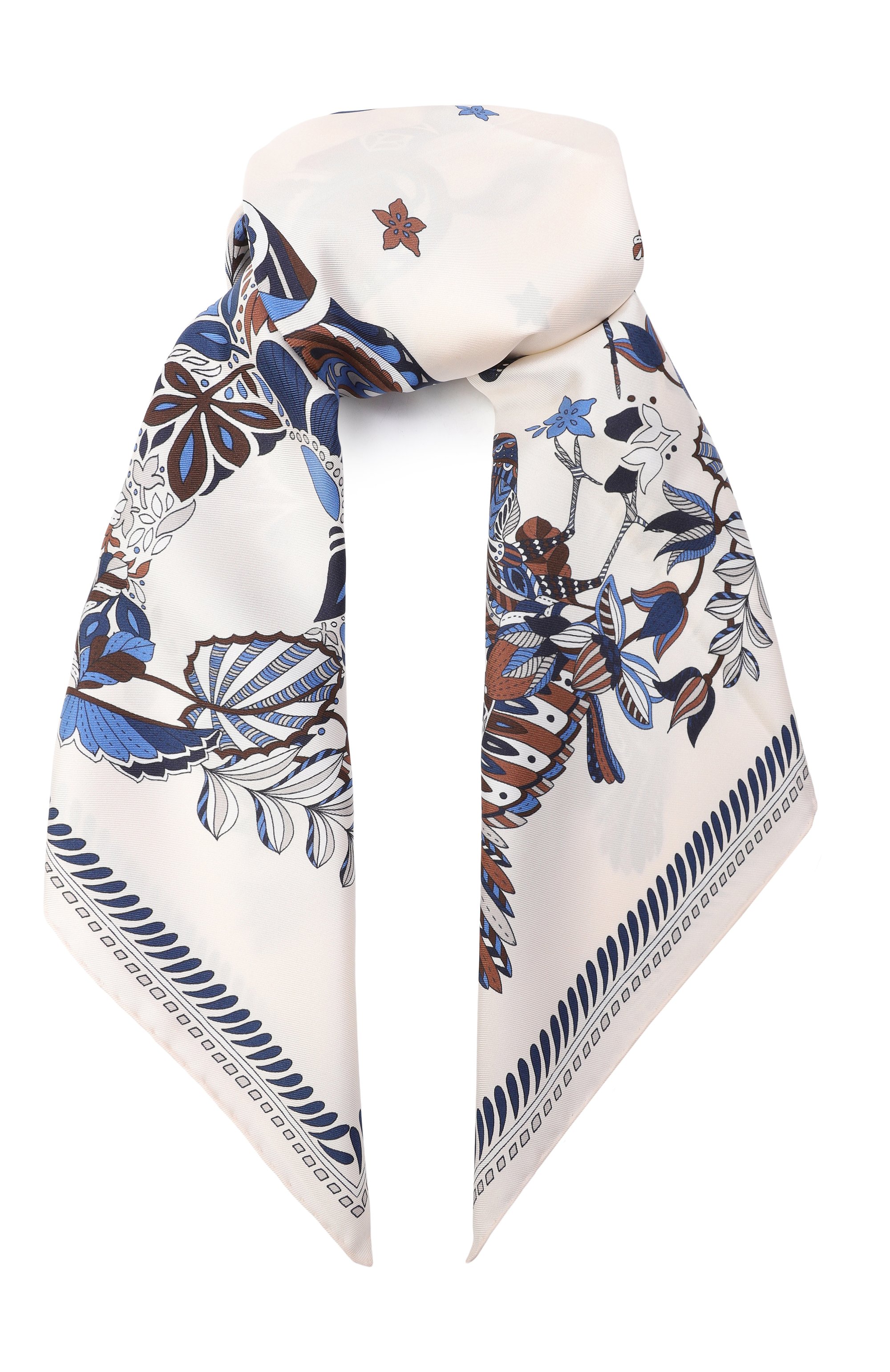 Шелковый платок LONGCHAMP молочного цвета по цене 42550 руб., арт. 50647GS0/GS0, фото 1 Шелковый платок LONGCHAMP, арт. 50647GS0/GS0, фото 1