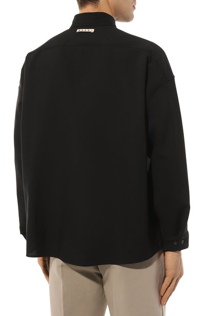 Шерстяная рубашка MARNI черного цвета по цене 75750 руб., арт. CUMU0061A3/TW839, фото 4 Шерстяная рубашка MARNI, арт. CUMU0061A3/TW839, фото 4