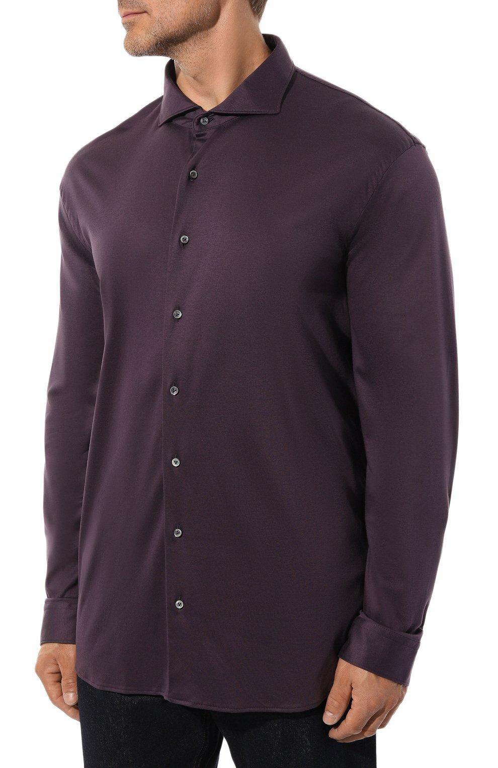 Хлопковая рубашка VAN LAACK фиолетового цвета по цене 29950 руб., арт. PER-LSF/180031/3XL, фото 3 Хлопковая рубашка VAN LAACK, арт. PER-LSF/180031/3XL, фото 3