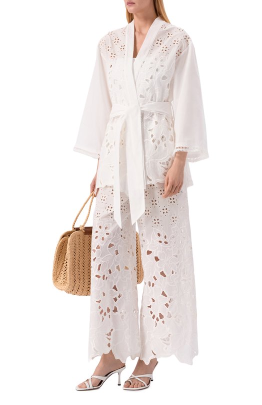 Хлопковые брюки Ermanno Scervino D484P603QYD Белый  D484P603QYD Фото 2