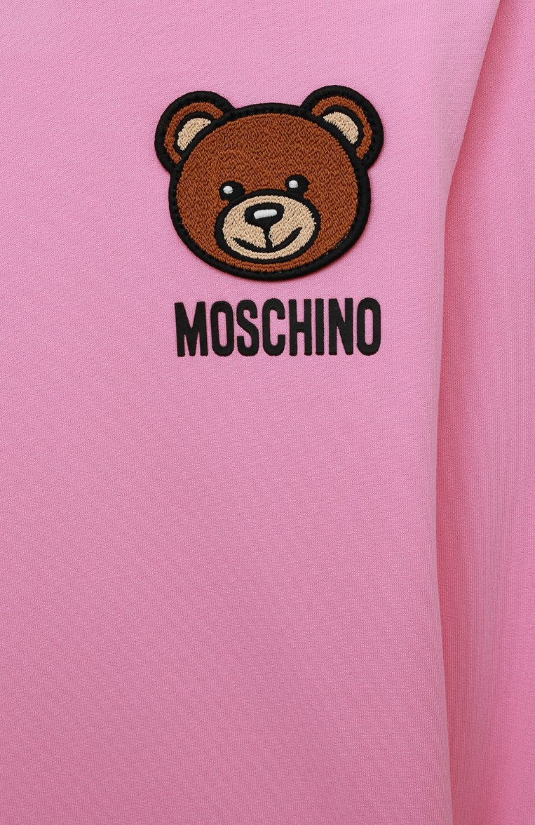 Детское хлопковое платье MOSCHINO розового цвета, арт. HDV0C3/LDA16/4A-8A | Фото 3 (Рукава: Длинные; Материал внешний: Хлопок; Материал сплава: Проставлено; Региональные ограничения белый список (Axapta Mercury): Не проставлено; Драгоценные камни: Проставлено)