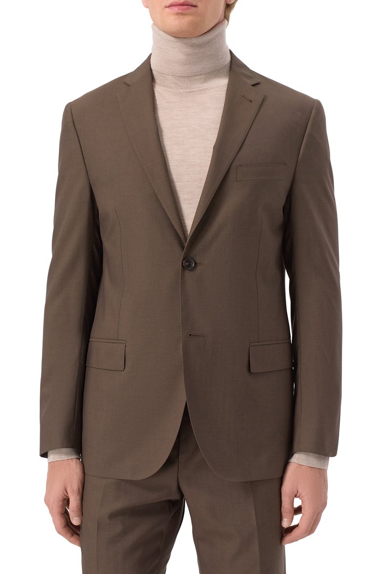 Мужской шерстяной костюм CORNELIANI коричневого цвета, арт. 256005-2518414_SET | Фото 4 (Рукава: Длинные; Материал сплава: Проставлено; Драгоценные камни: Проставлено; Материал внешний: Шерсть; Костюмы М: Однобортный; Стили: Классический)