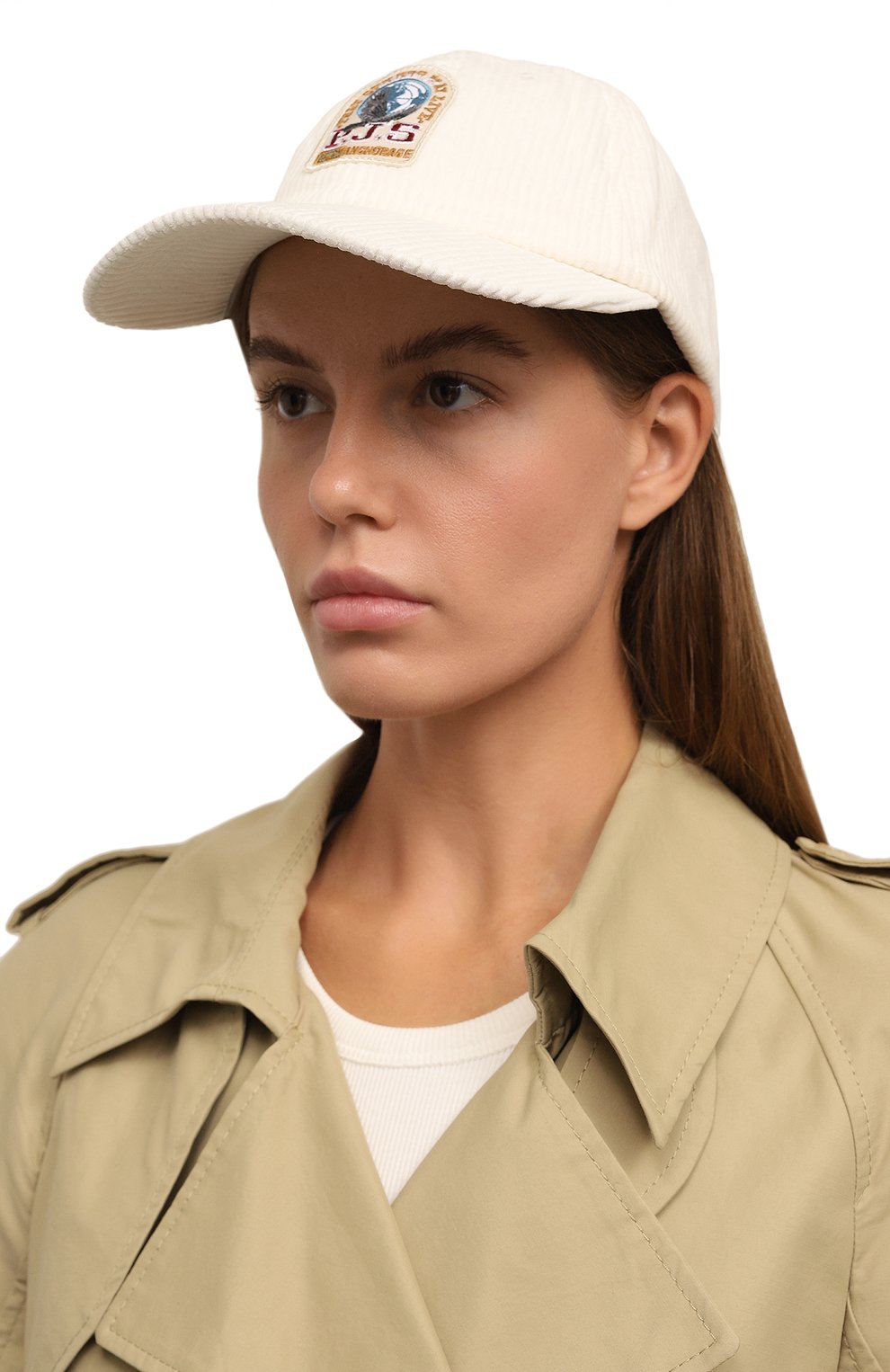 Вельветовая бейсболка PARAJUMPERS белого цвета по цене 8755 руб., арт. PAACHA26, фото 2 Вельветовая бейсболка PARAJUMPERS, арт. PAACHA26, фото 2