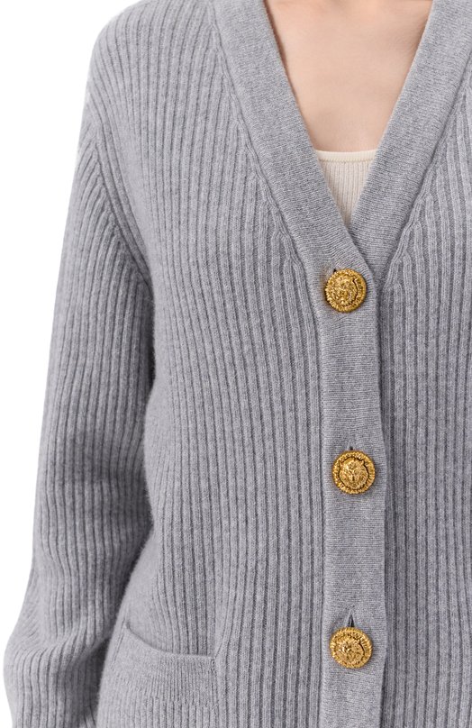 Кардиган из кашемира и шерсти Balmain FF0K0003/KJ17 Серый  FF0K0003/KJ17 Фото 5