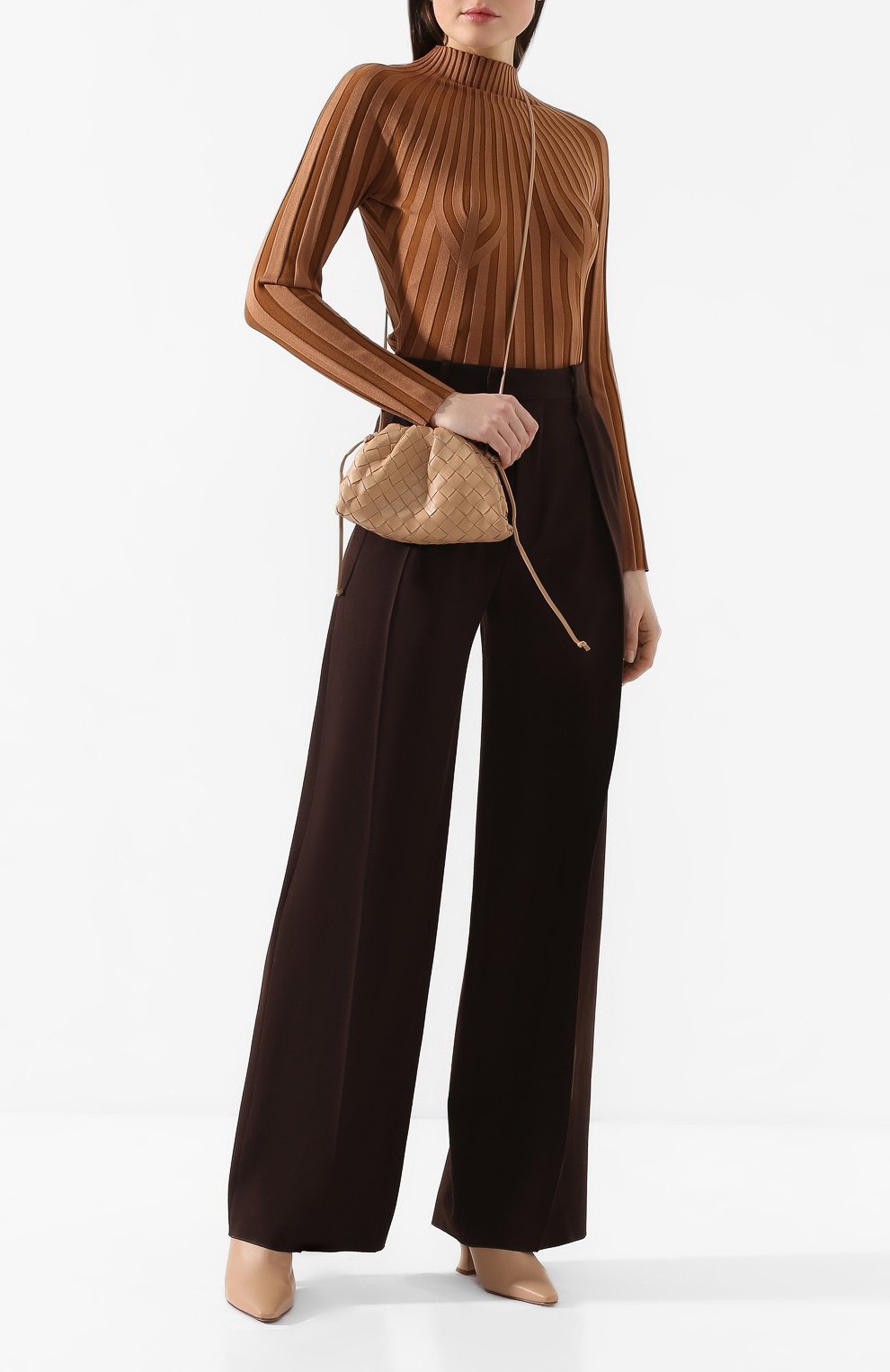 Шерстяные брюки BOTTEGA VENETA коричневого цвета по цене 176500 руб., арт. 599730/VKKP0, фото 2 Шерстяные брюки BOTTEGA VENETA, арт. 599730/VKKP0, фото 2